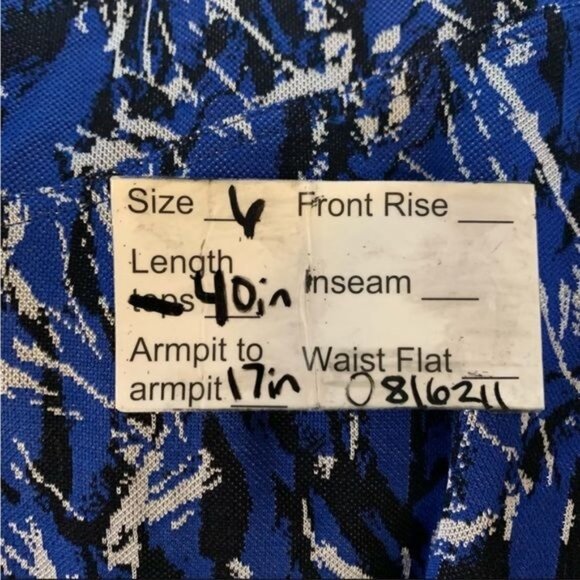Derek Lam New York v-neck blue and black abstract print swing knit dress size 6 - Picture 11 of 12